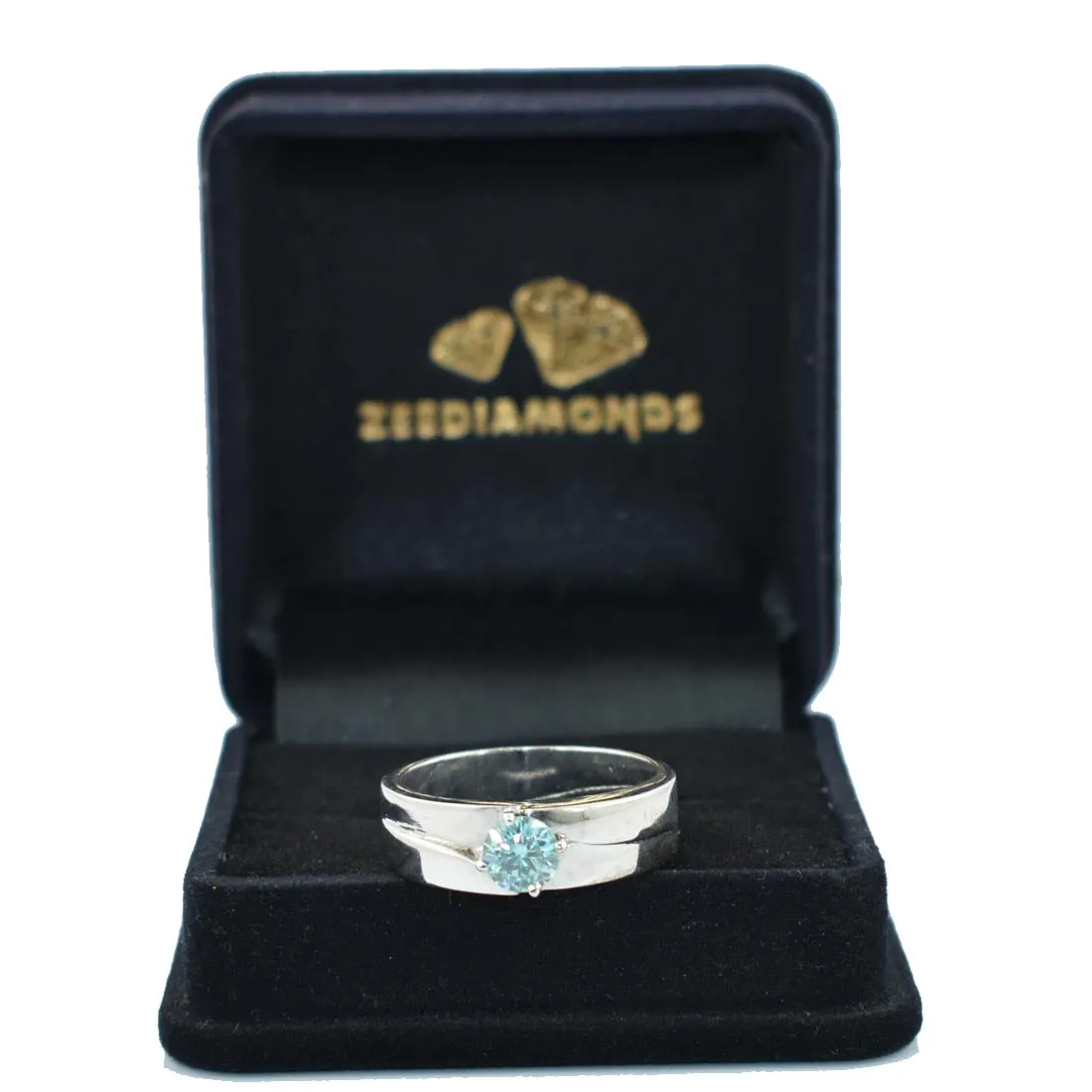 0.60 Ct AAA Certified Blue Diamond Solitaire Ring, Band Style