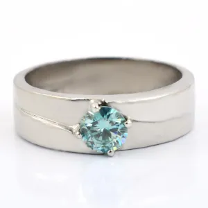 0.60 Ct AAA Certified Blue Diamond Solitaire Ring, Band Style