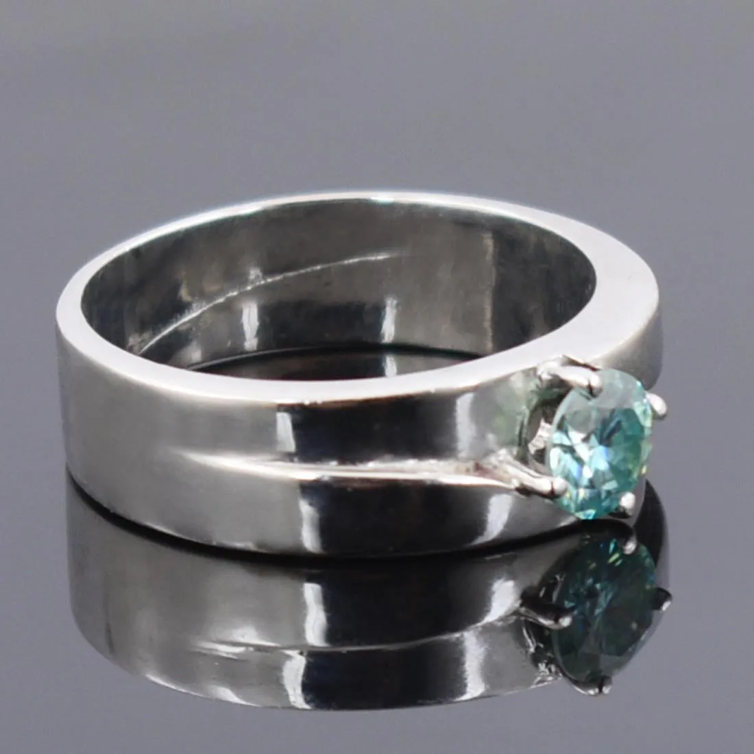 0.60 Ct AAA Certified Blue Diamond Solitaire Ring, Band Style