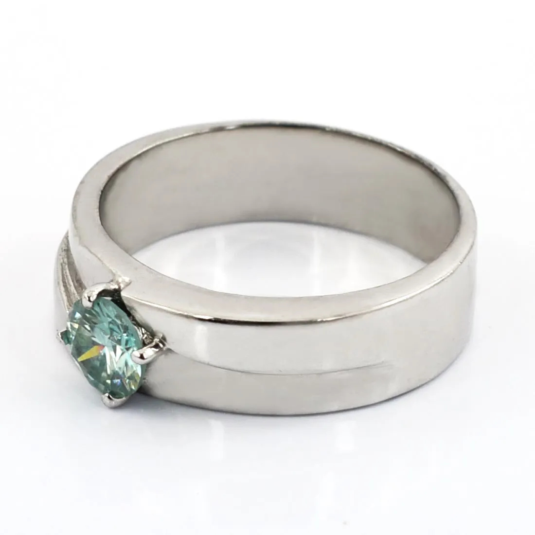 0.60 Ct AAA Certified Blue Diamond Solitaire Ring, Band Style