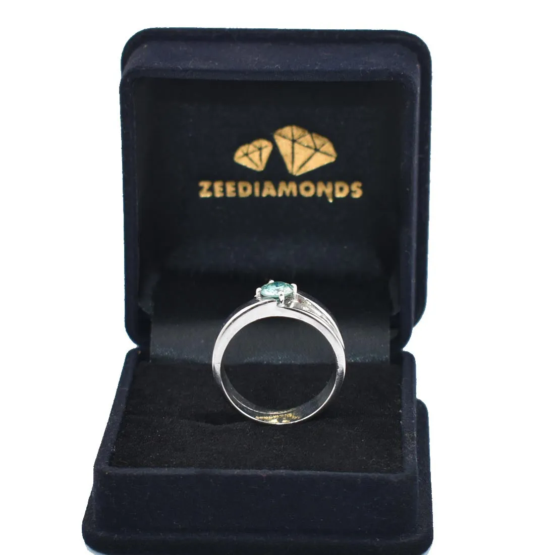 0.60 Ct AAA Certified Blue Diamond Solitaire Ring, Band Style