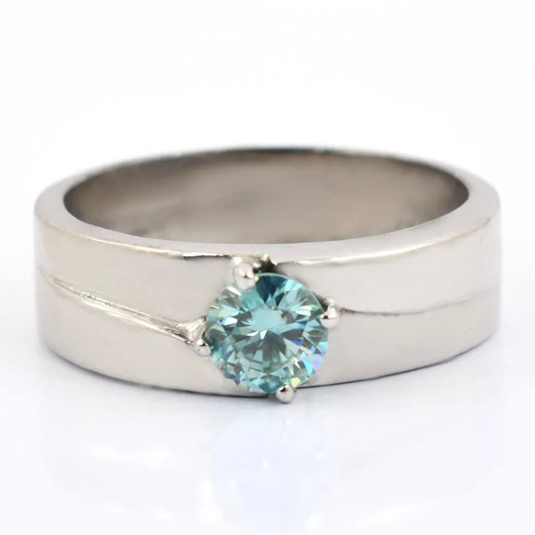 0.60 Ct AAA Certified Blue Diamond Solitaire Ring, Band Style