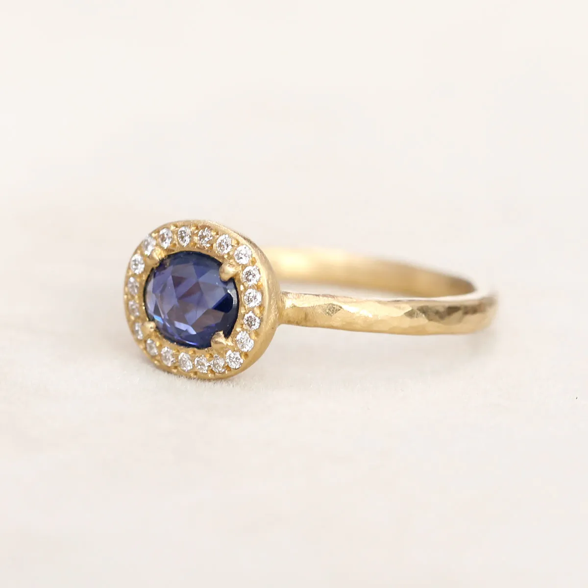0.67ct blue sapphire halo ring