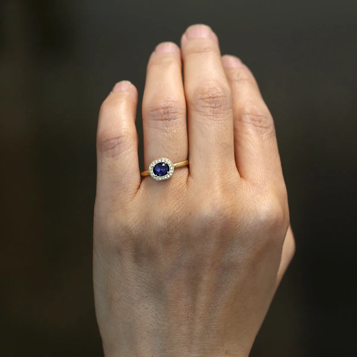 0.67ct blue sapphire halo ring