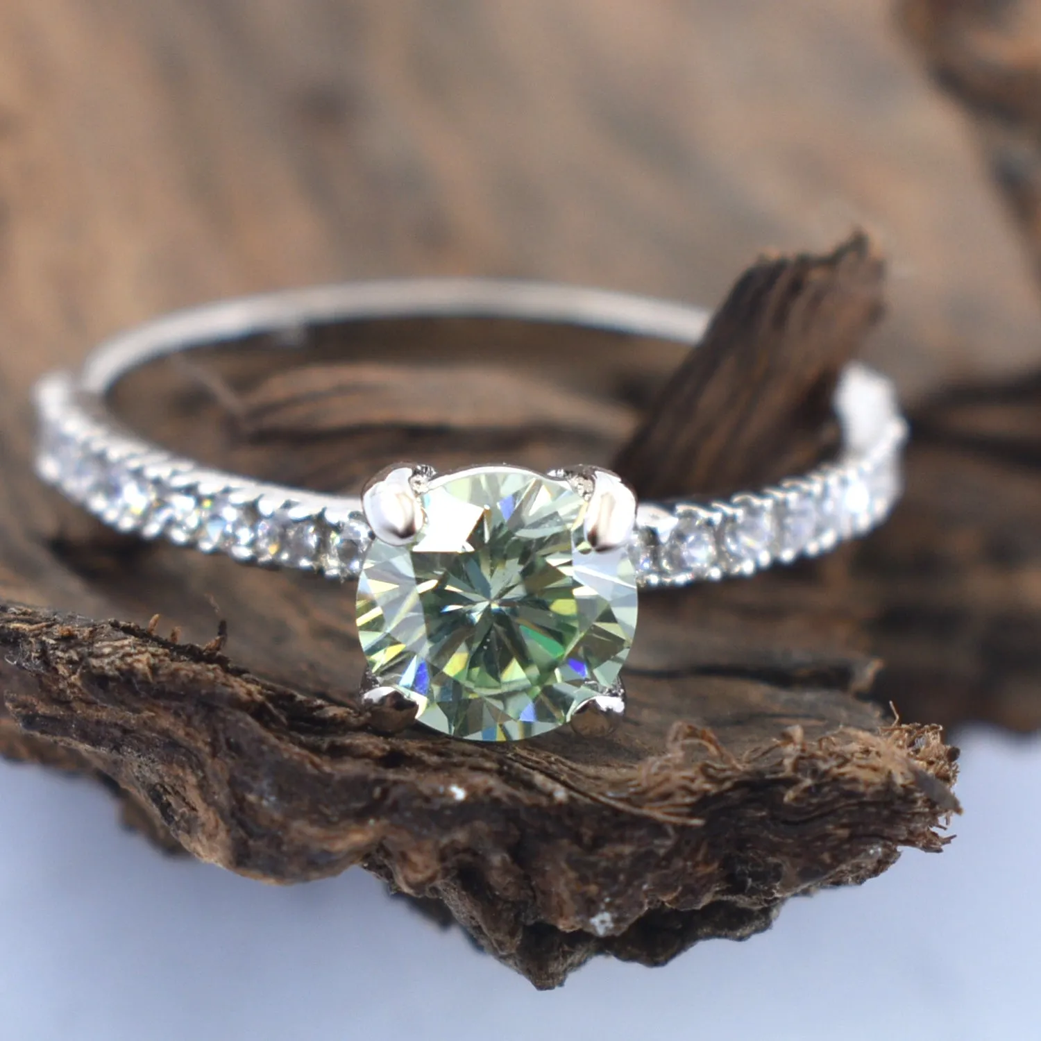 0.70 Ct Blue Diamond Ring in 925 Silver with White Accents, Latest Collection & Amazing Shine! Certified Diamond, Gift For Wedding/Birthday
