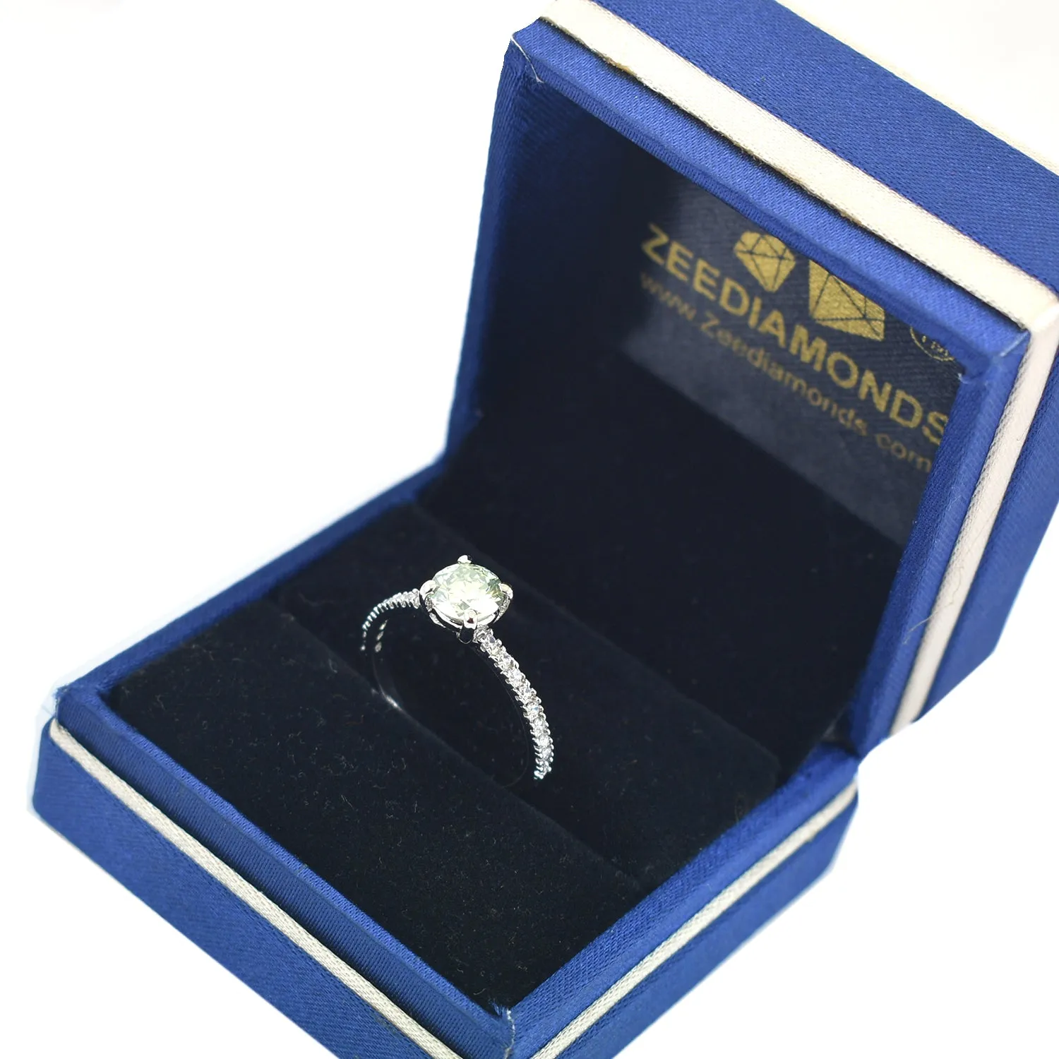 0.70 Ct Blue Diamond Ring in 925 Silver with White Accents, Latest Collection & Amazing Shine! Certified Diamond, Gift For Wedding/Birthday