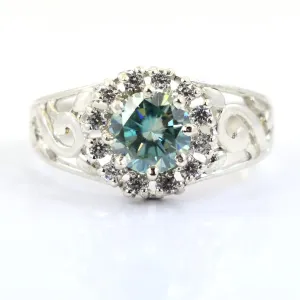 0.70 Ct Certified Blue Diamond Women's Ring with Diamond Accents