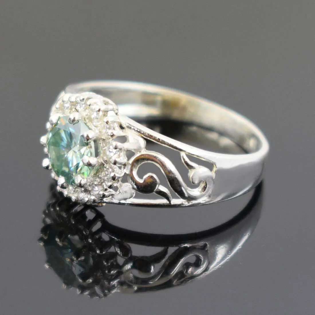 0.70 Ct Certified Blue Diamond Women's Ring with Diamond Accents