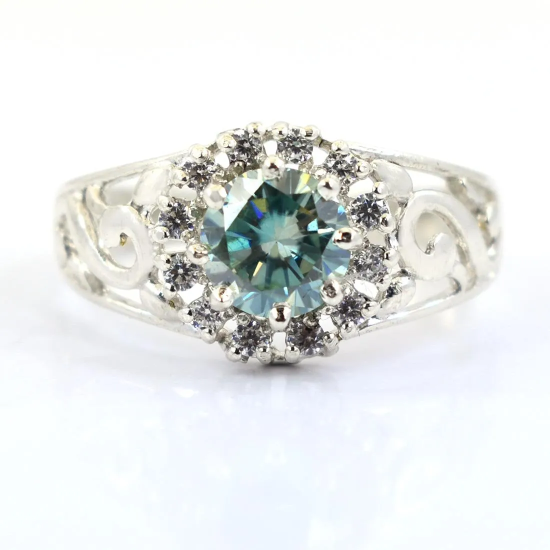 0.70 Ct Certified Blue Diamond Women's Ring with Diamond Accents