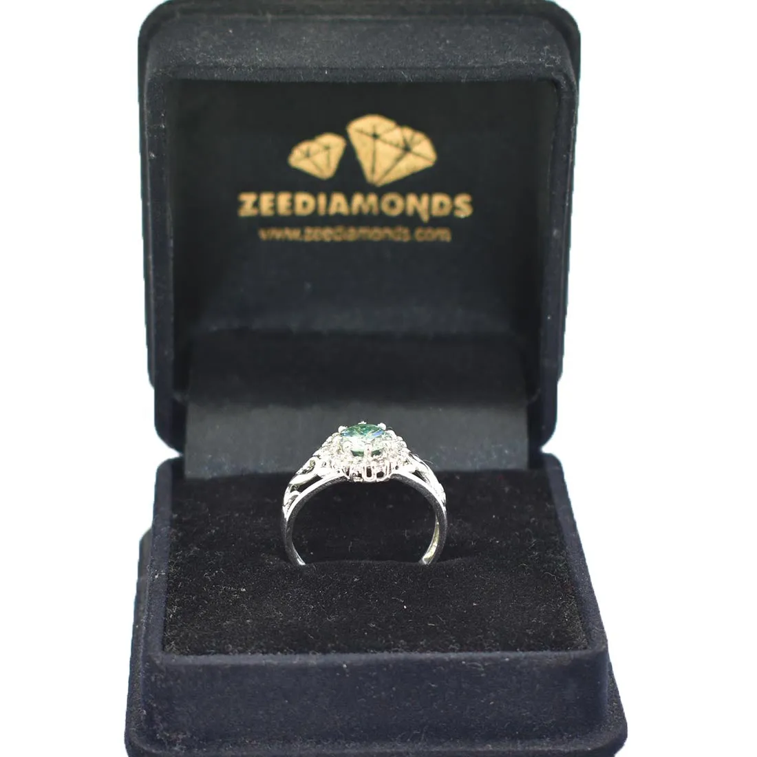 0.70 Ct Certified Blue Diamond Women's Ring with Diamond Accents