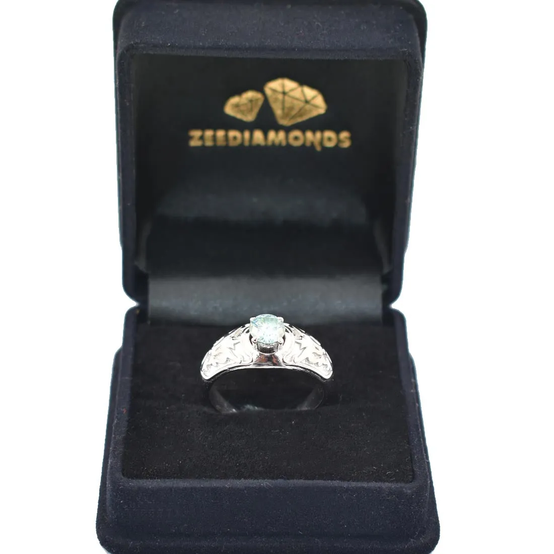 0.75 Ct AAA Certified Blue Diamond Solitaire Ring, Great Shine & Luster!