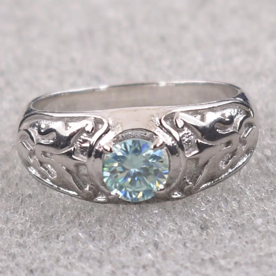 0.75 Ct AAA Certified Blue Diamond Solitaire Ring, Great Shine & Luster!