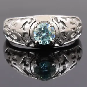 0.75 Ct AAA Certified Blue Diamond Solitaire Ring, Great Shine & Luster!
