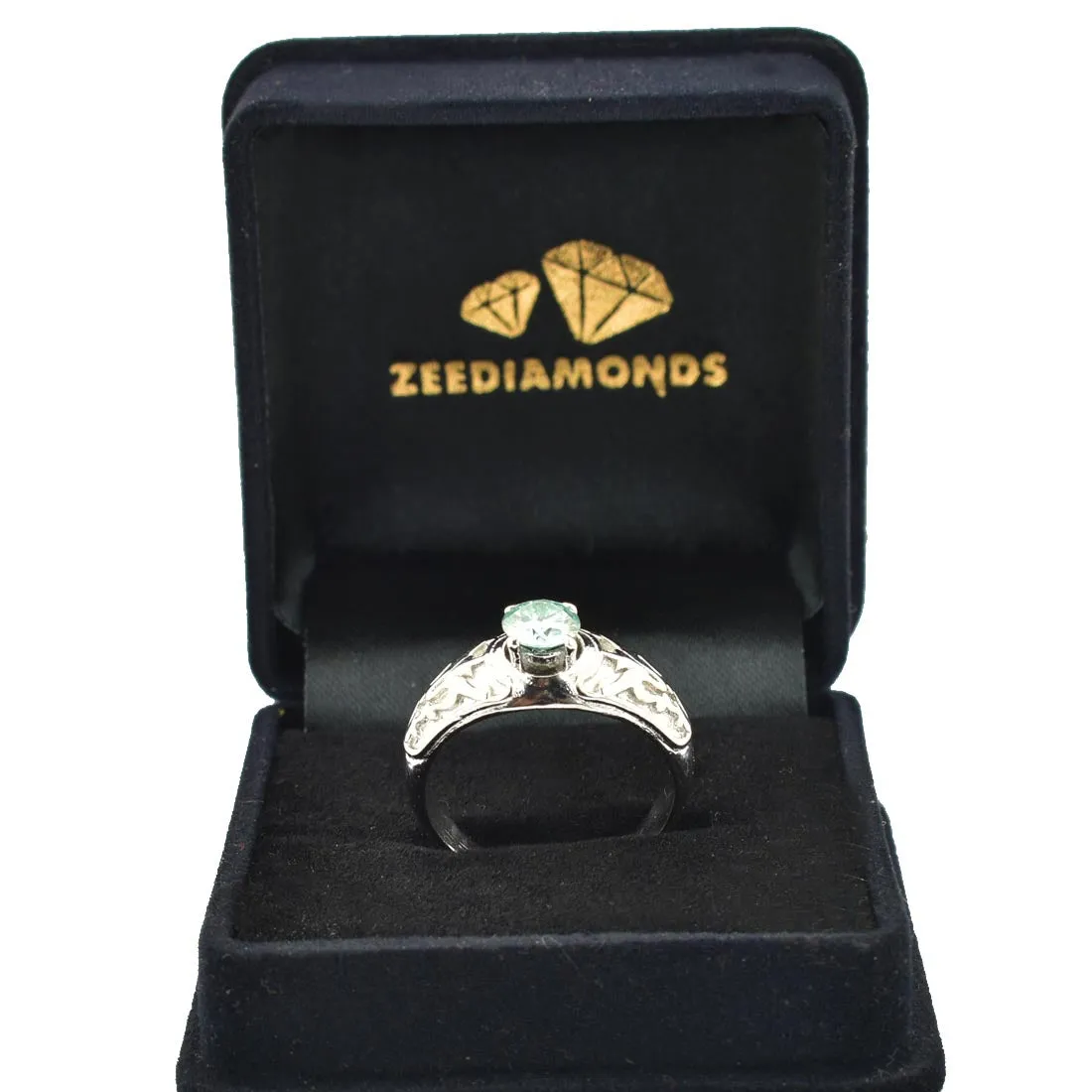0.75 Ct AAA Certified Blue Diamond Solitaire Ring, Great Shine & Luster!