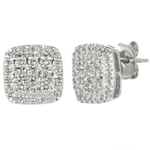 0.75 Ct Natural Diamond Square Earrings G-H SI 14K White Gold