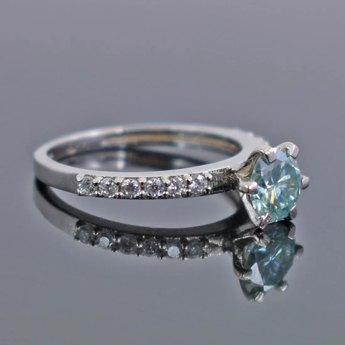0.85 Ct Certified Blue Diamond Beautiful Ring with Diamond Accents