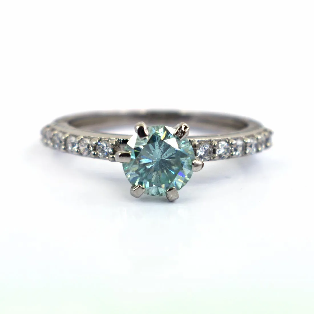 0.85 Ct Certified Blue Diamond Beautiful Ring with Diamond Accents