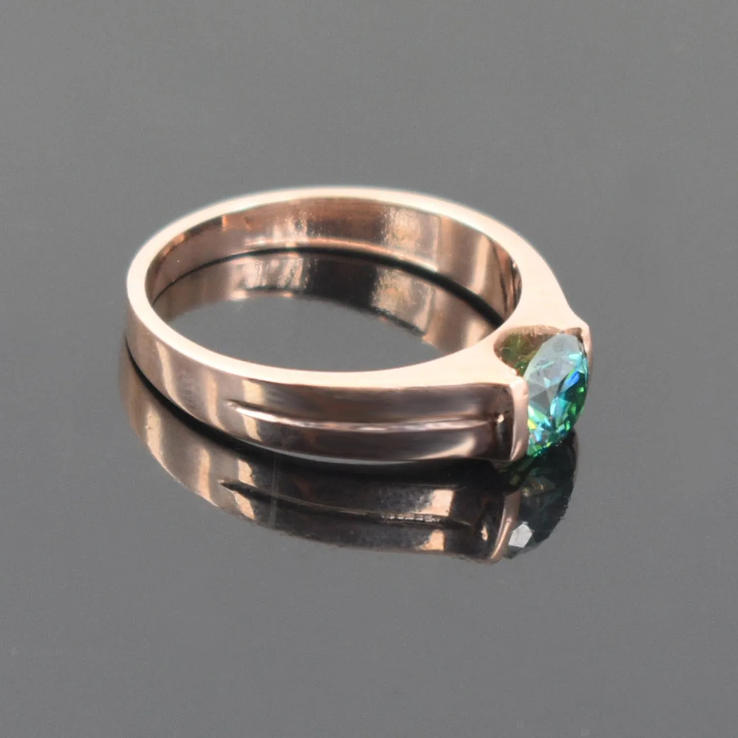 1 Carat Elegant Blue Diamond Solitaire Ring in 925 Silver with Rose Gold Finish, Great Shine & Stunning Look! Gift For Wedding/Birthday, Certified Diamond