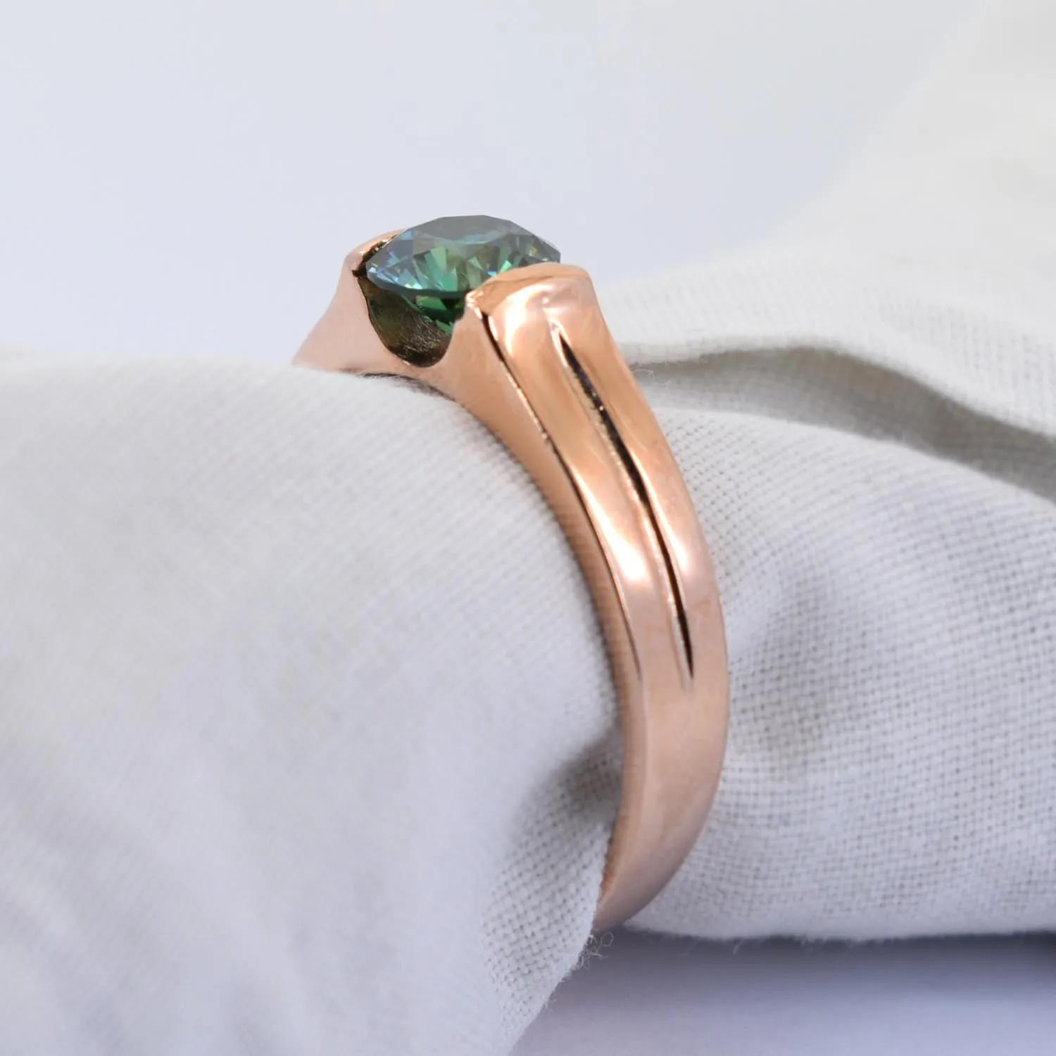 1 Carat Elegant Blue Diamond Solitaire Ring in 925 Silver with Rose Gold Finish, Great Shine & Stunning Look! Gift For Wedding/Birthday, Certified Diamond