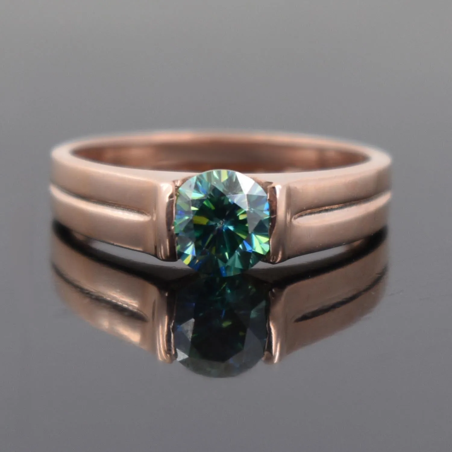 1 Carat Elegant Blue Diamond Solitaire Ring in 925 Silver with Rose Gold Finish, Great Shine & Stunning Look! Gift For Wedding/Birthday, Certified Diamond