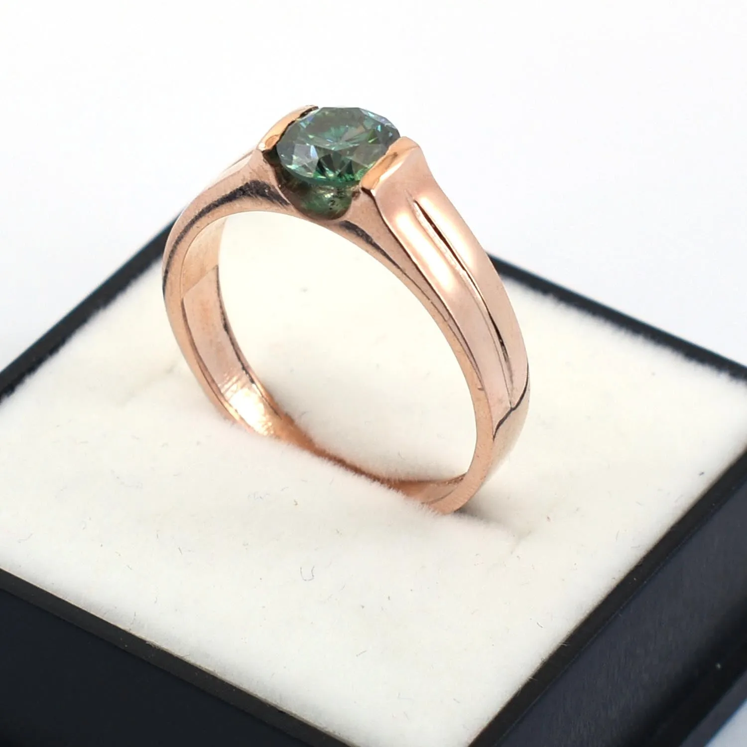 1 Carat Elegant Blue Diamond Solitaire Ring in 925 Silver with Rose Gold Finish, Great Shine & Stunning Look! Gift For Wedding/Birthday, Certified Diamond