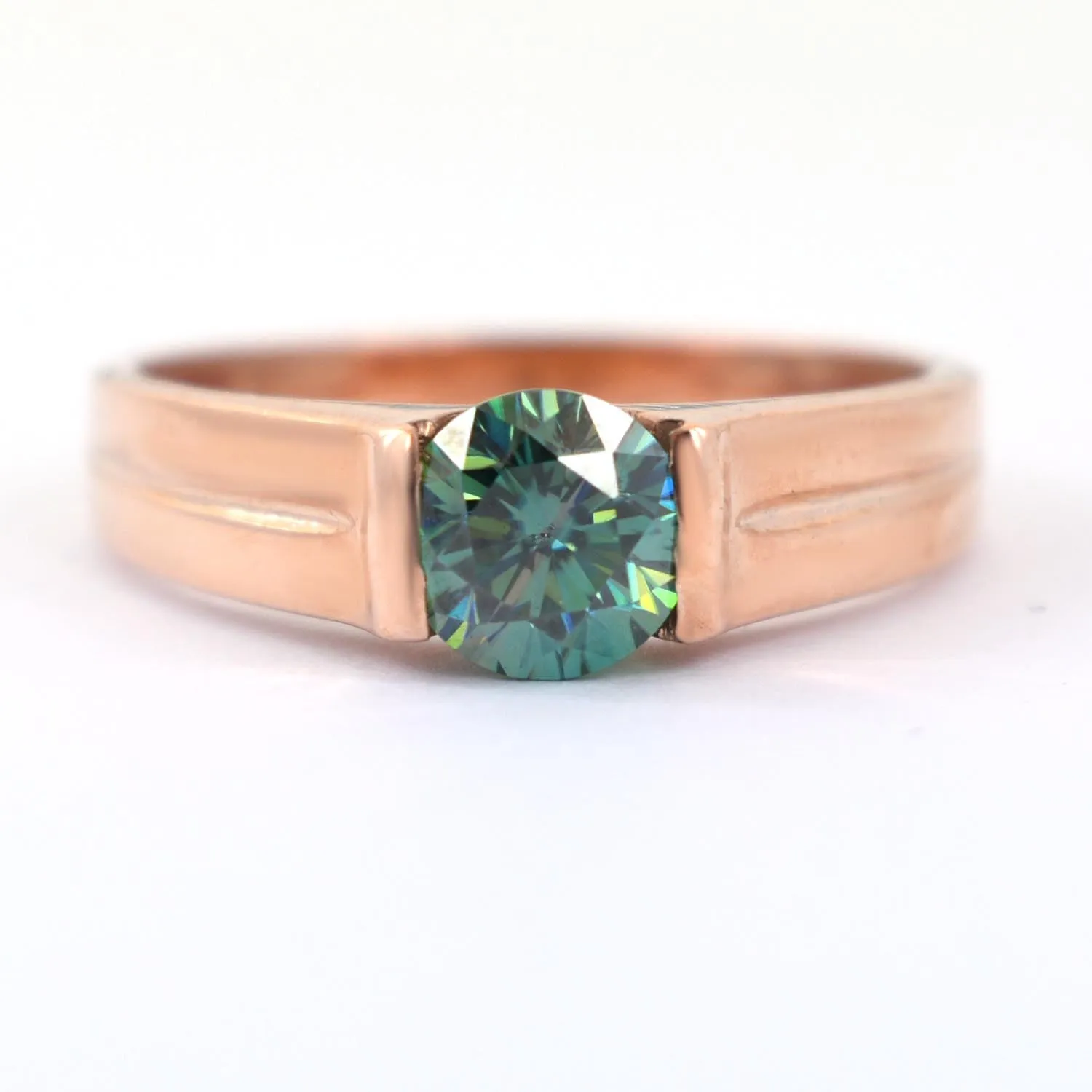 1 Carat Elegant Blue Diamond Solitaire Ring in 925 Silver with Rose Gold Finish, Great Shine & Stunning Look! Gift For Wedding/Birthday, Certified Diamond