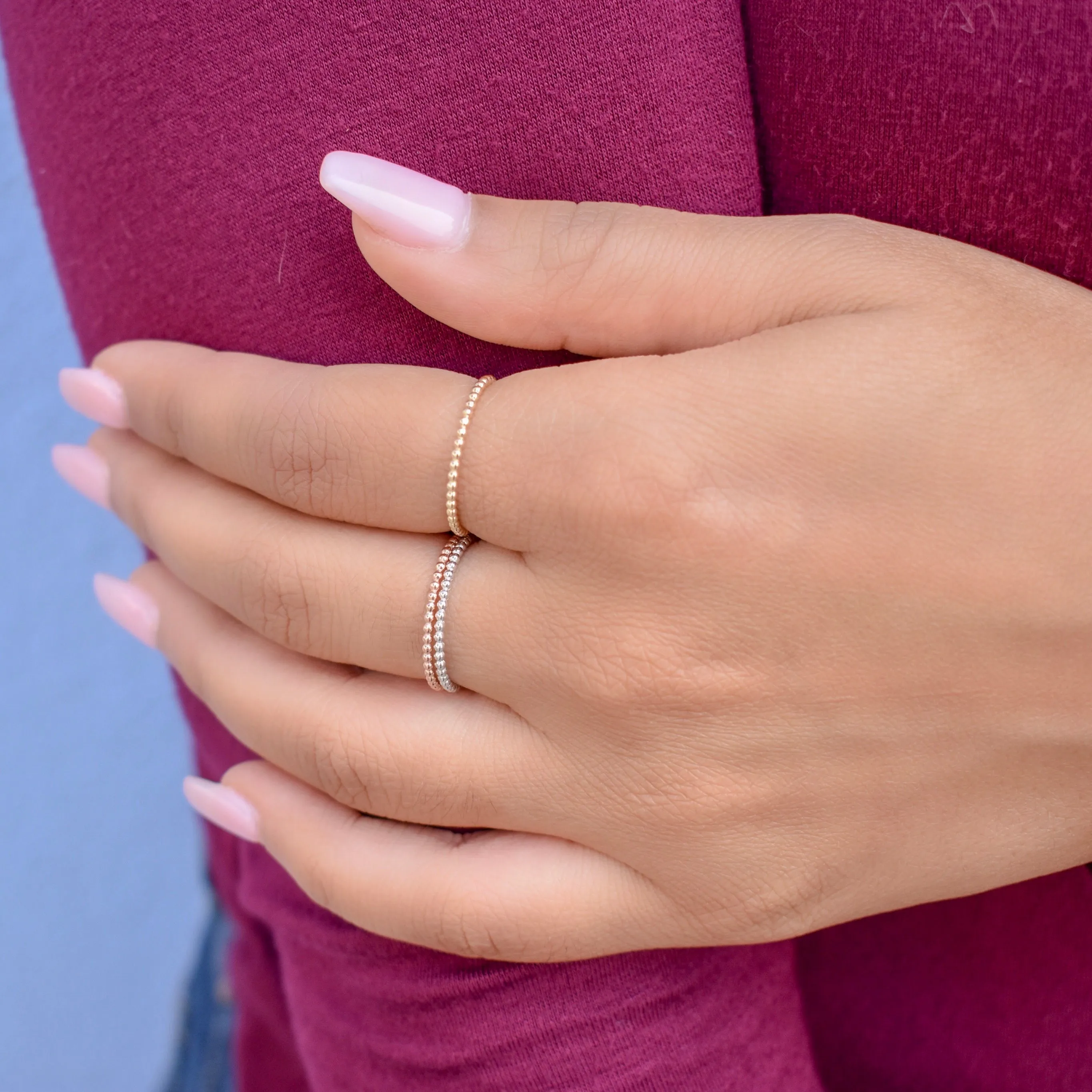 10k Solid Gold Beaded Ring
