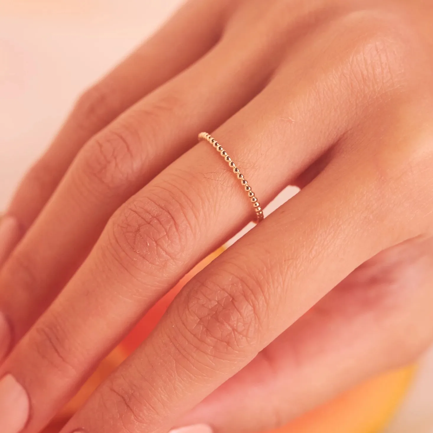 10k Solid Gold Beaded Ring