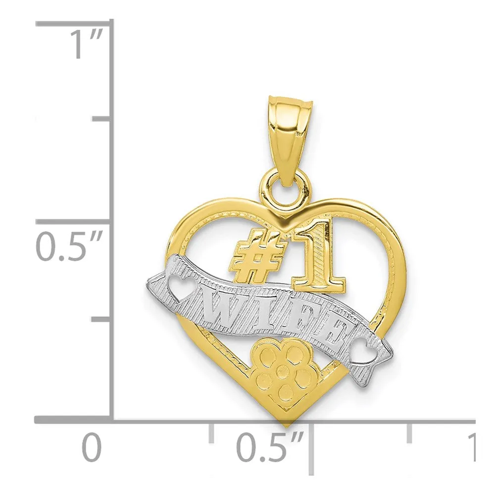 10k w/Rhodium #1 WIFE Heart Charm