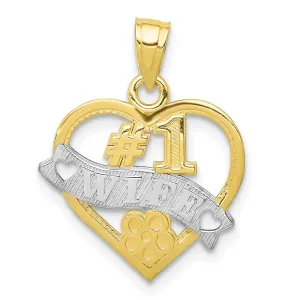10k w/Rhodium #1 WIFE Heart Charm
