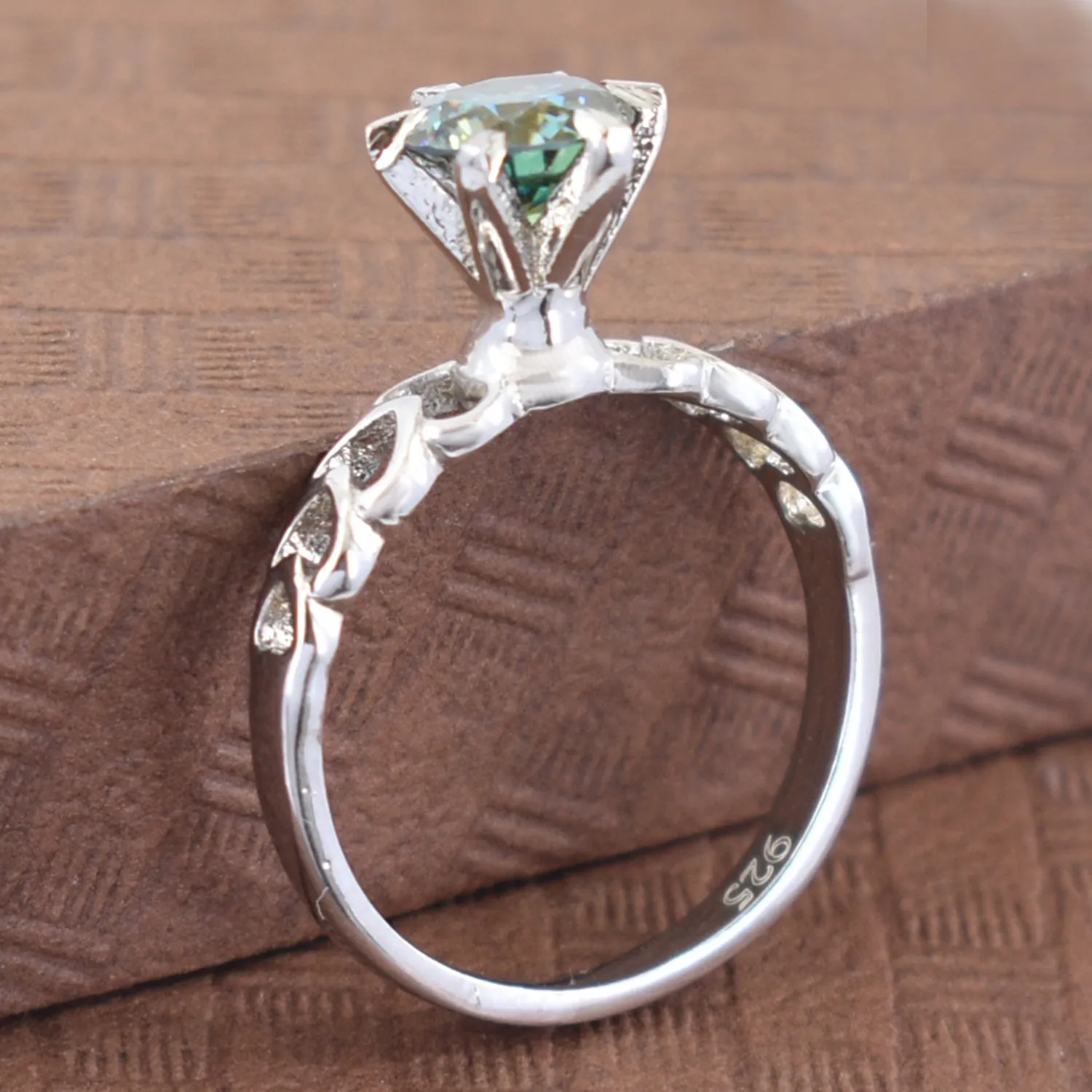 1.10 Ct Blue Diamond Solitaire Ring In Round Brilliant Cut with Fancy Band, AAA Quality, Great Shine & Luster ! Watch Video