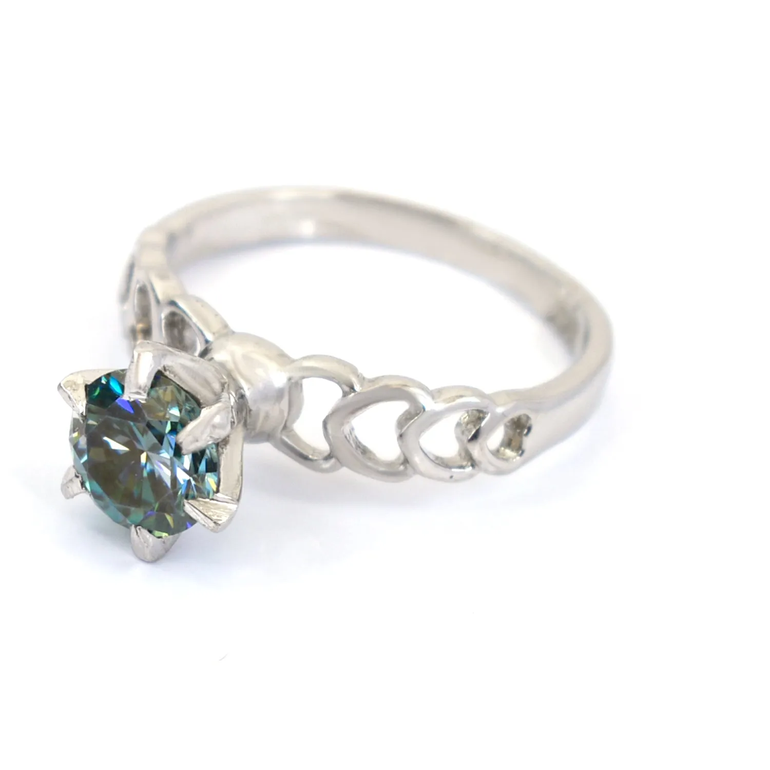 1.10 Ct Blue Diamond Solitaire Ring In Round Brilliant Cut with Fancy Band, AAA Quality, Great Shine & Luster ! Watch Video