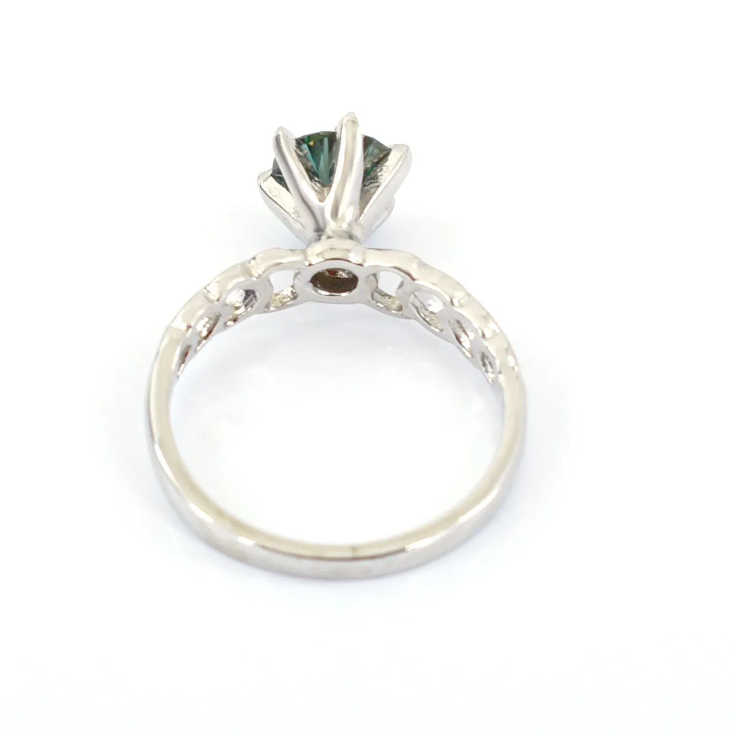 1.10 Ct Blue Diamond Solitaire Ring In Round Brilliant Cut with Fancy Band, AAA Quality, Great Shine & Luster ! Watch Video