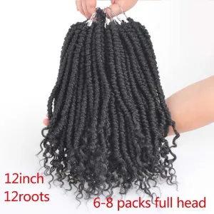 12 Inch pre twisted spring senegalese twist hair fluffy crochet braids spring twist hair goddess messy crochet hair