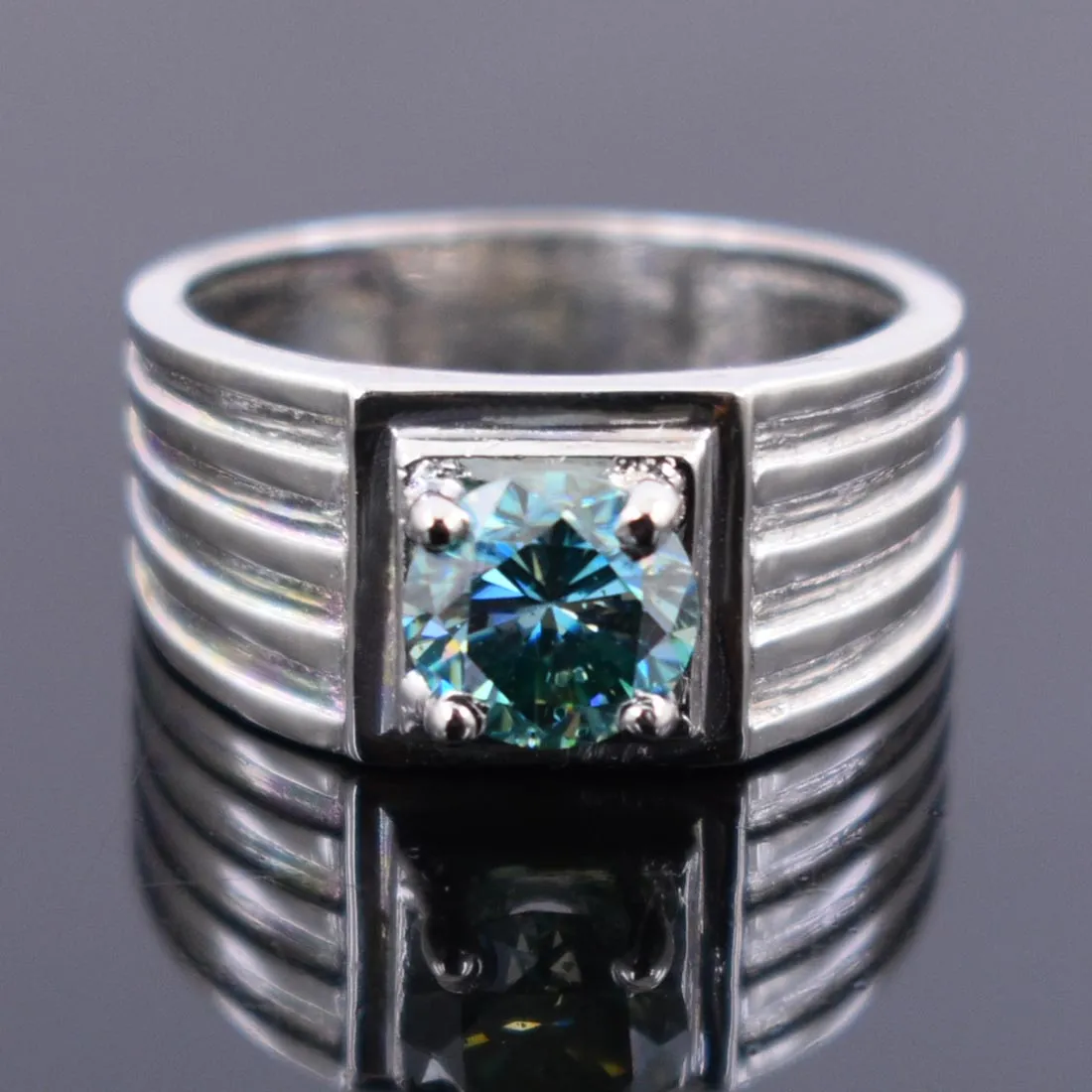 1.30 Ct AAA Certified Brilliant Cut Blue Diamond Solitaire Band Ring. Men's Latest Collection with Great Shine