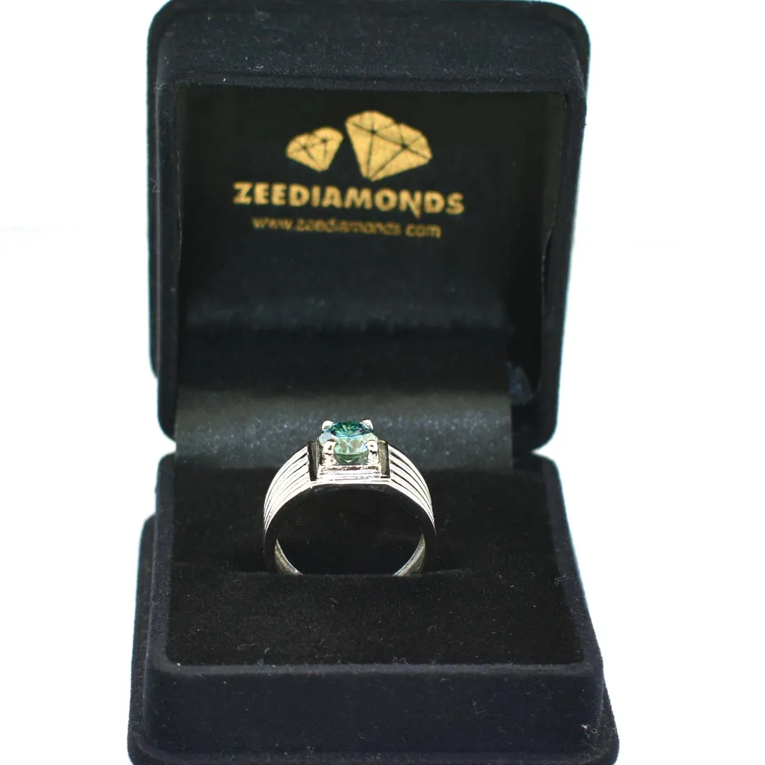 1.30 Ct AAA Certified Brilliant Cut Blue Diamond Solitaire Band Ring. Men's Latest Collection with Great Shine
