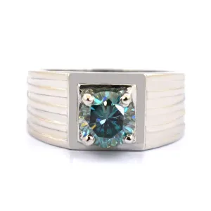 1.30 Ct AAA Certified Brilliant Cut Blue Diamond Solitaire Band Ring. Men's Latest Collection with Great Shine