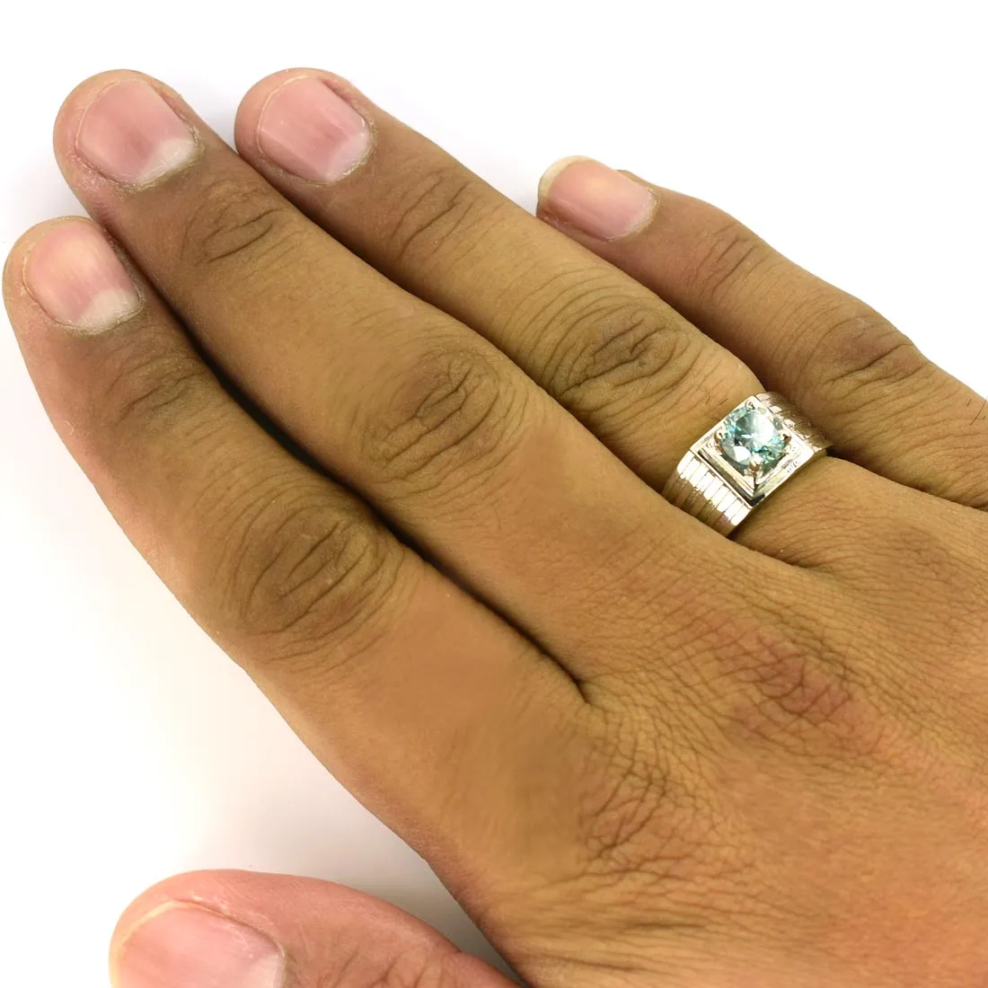 1.30 Ct AAA Certified Brilliant Cut Blue Diamond Solitaire Band Ring. Men's Latest Collection with Great Shine
