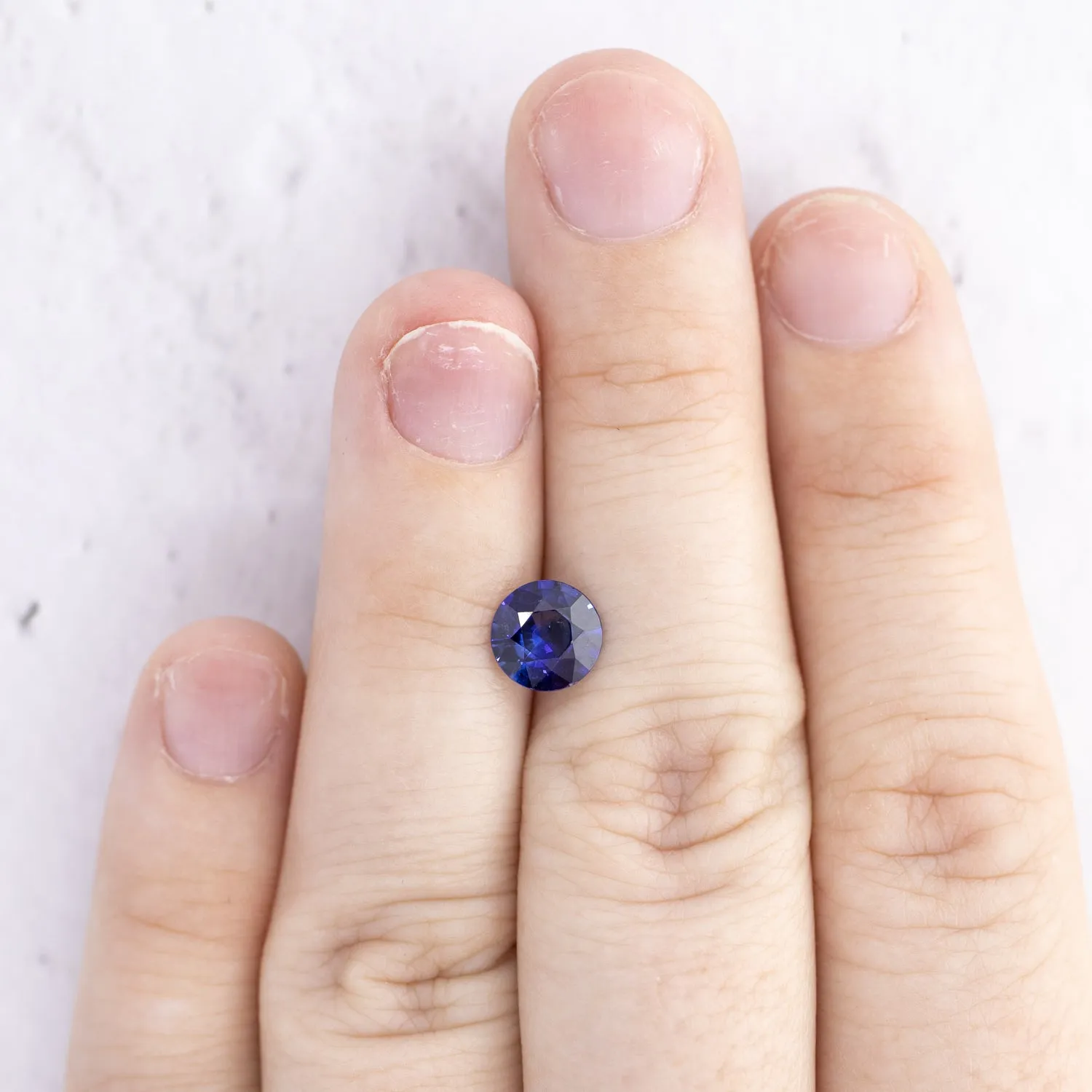 1.37ct Round Natural Deep Royal Blue Sapphire