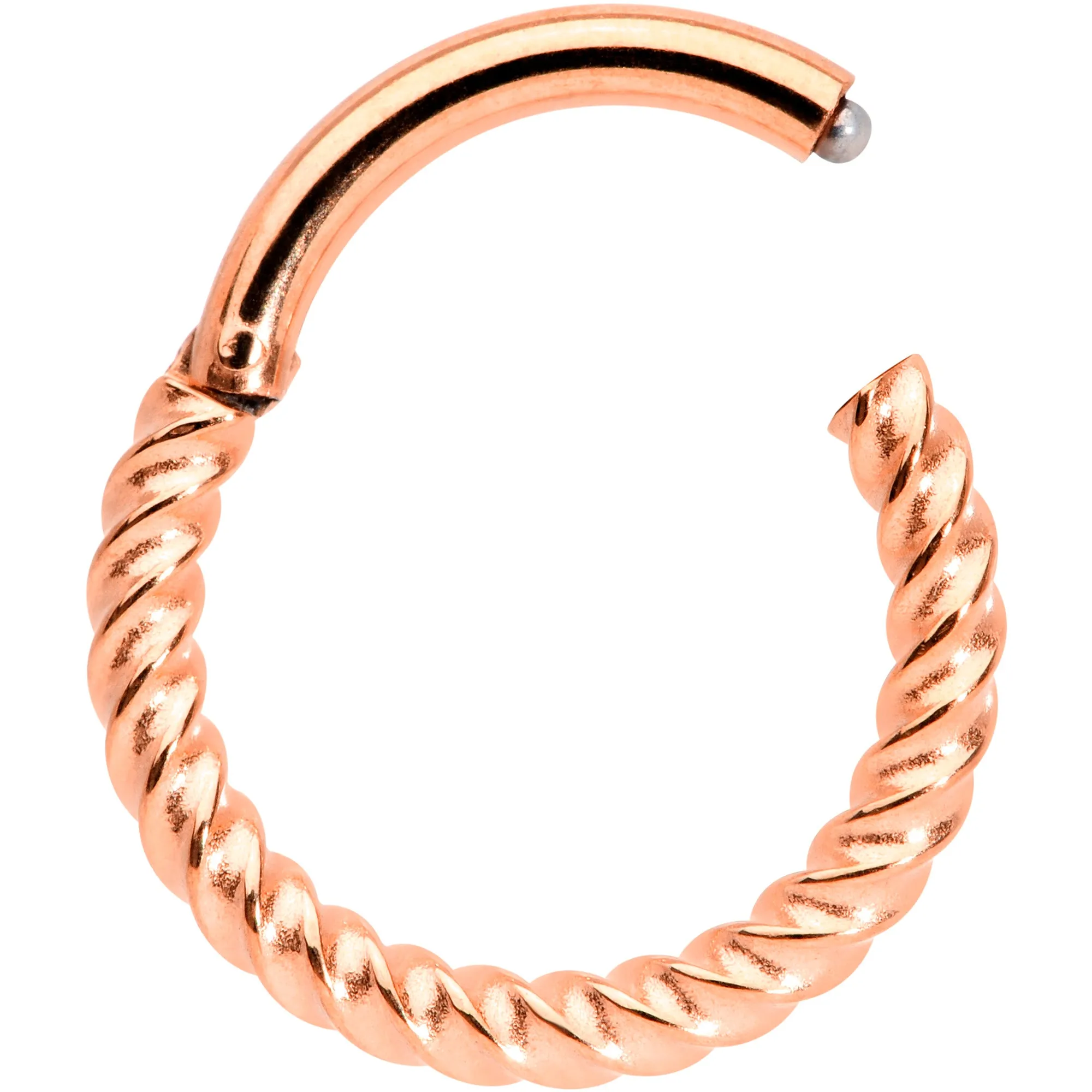 14 Gauge 3/8 Rose Gold Tone Twisted Elegance Septum Clicker