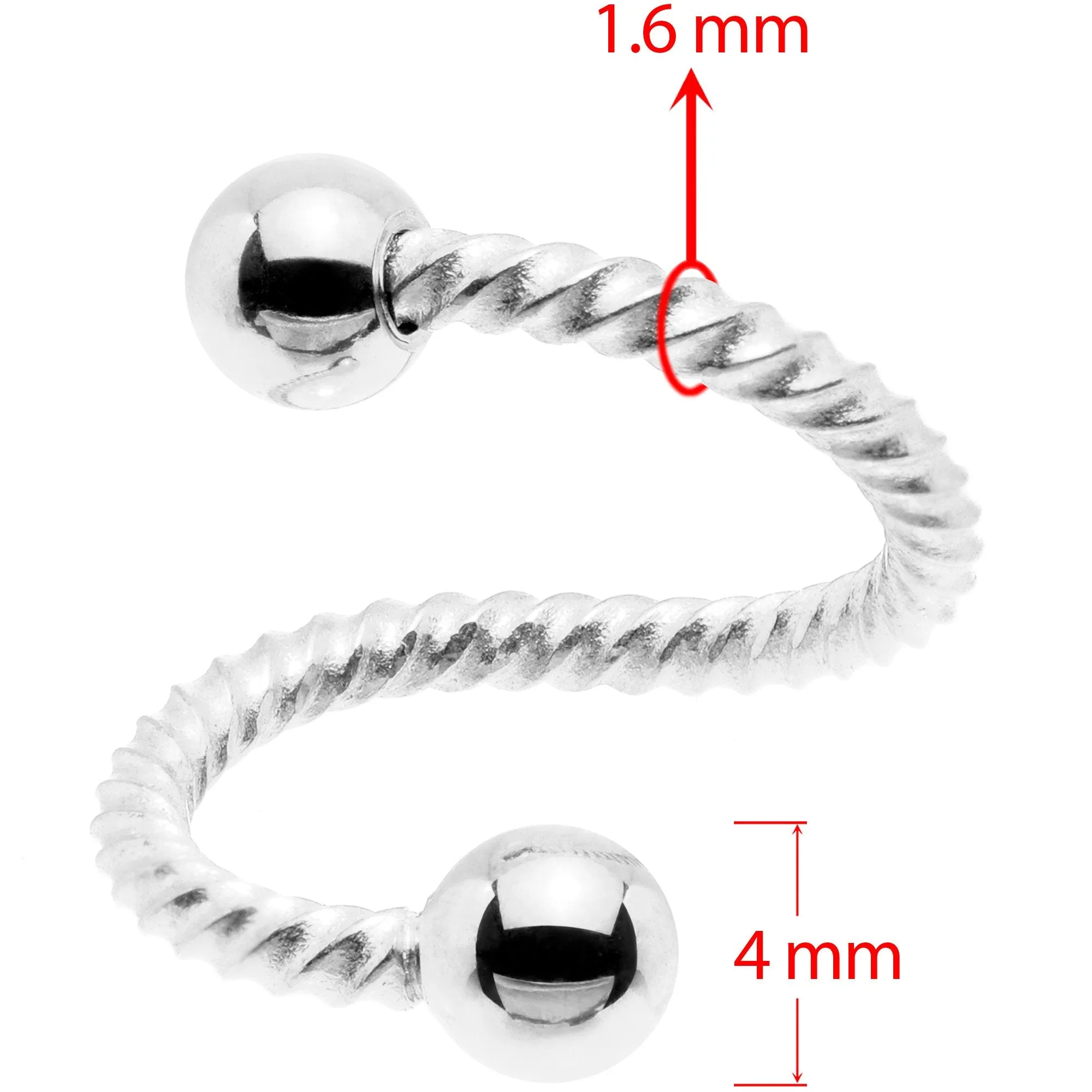 14 Gauge 3/8 Twisted Spiral Twister Belly Ring
