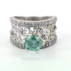1.40 Ct Gorgeous Blue Diamond Women's Ring with White Accents in 925 Silver! Beautiful Design & Luster! Ideal For Anniversary Gift, Certified Diamond!
