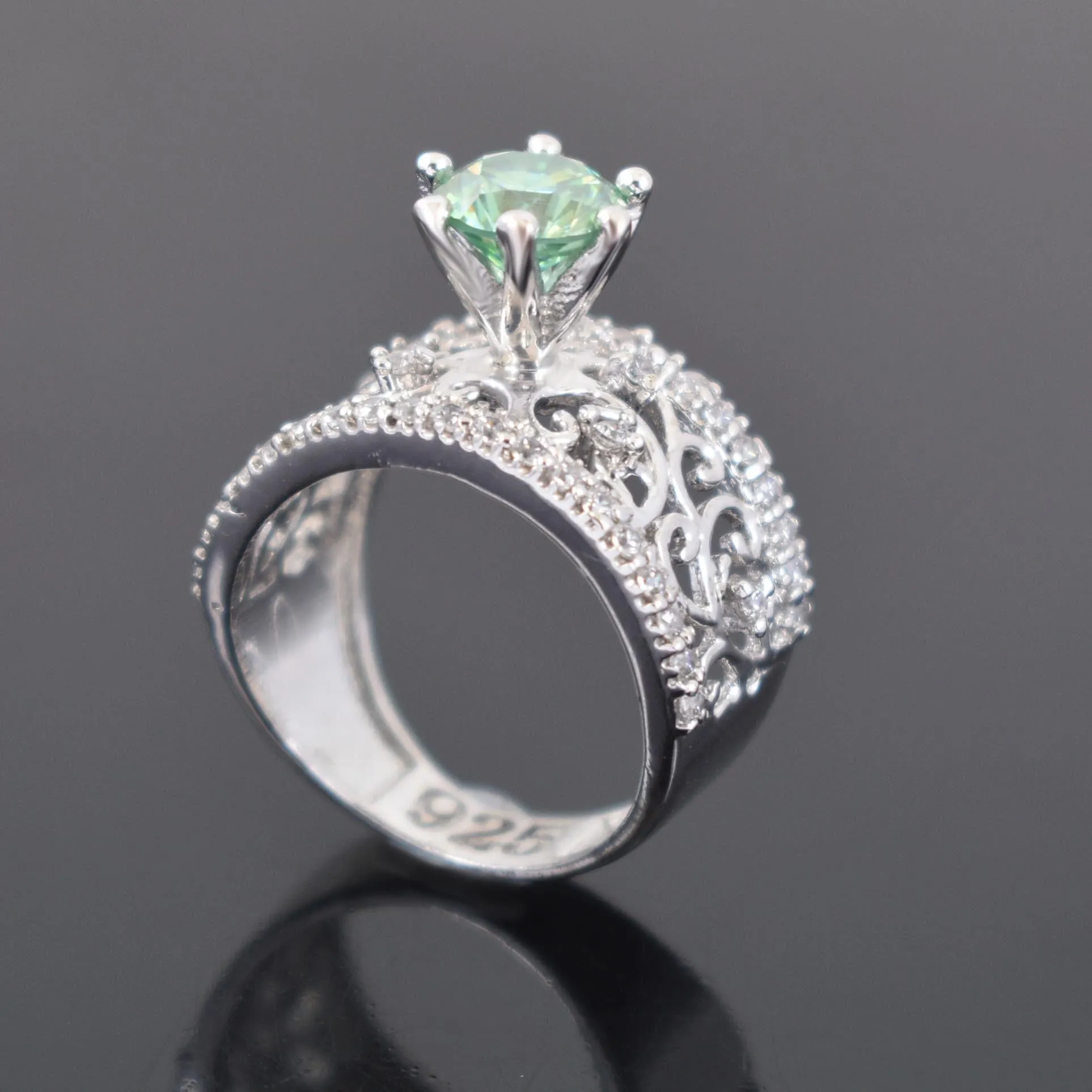 1.40 Ct Gorgeous Blue Diamond Women's Ring with White Accents in 925 Silver! Beautiful Design & Luster! Ideal For Anniversary Gift, Certified Diamond!