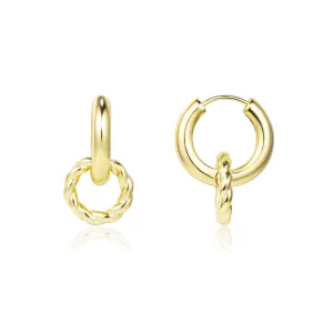 14K Gold Plated Twisted Rope Huggie Earrings