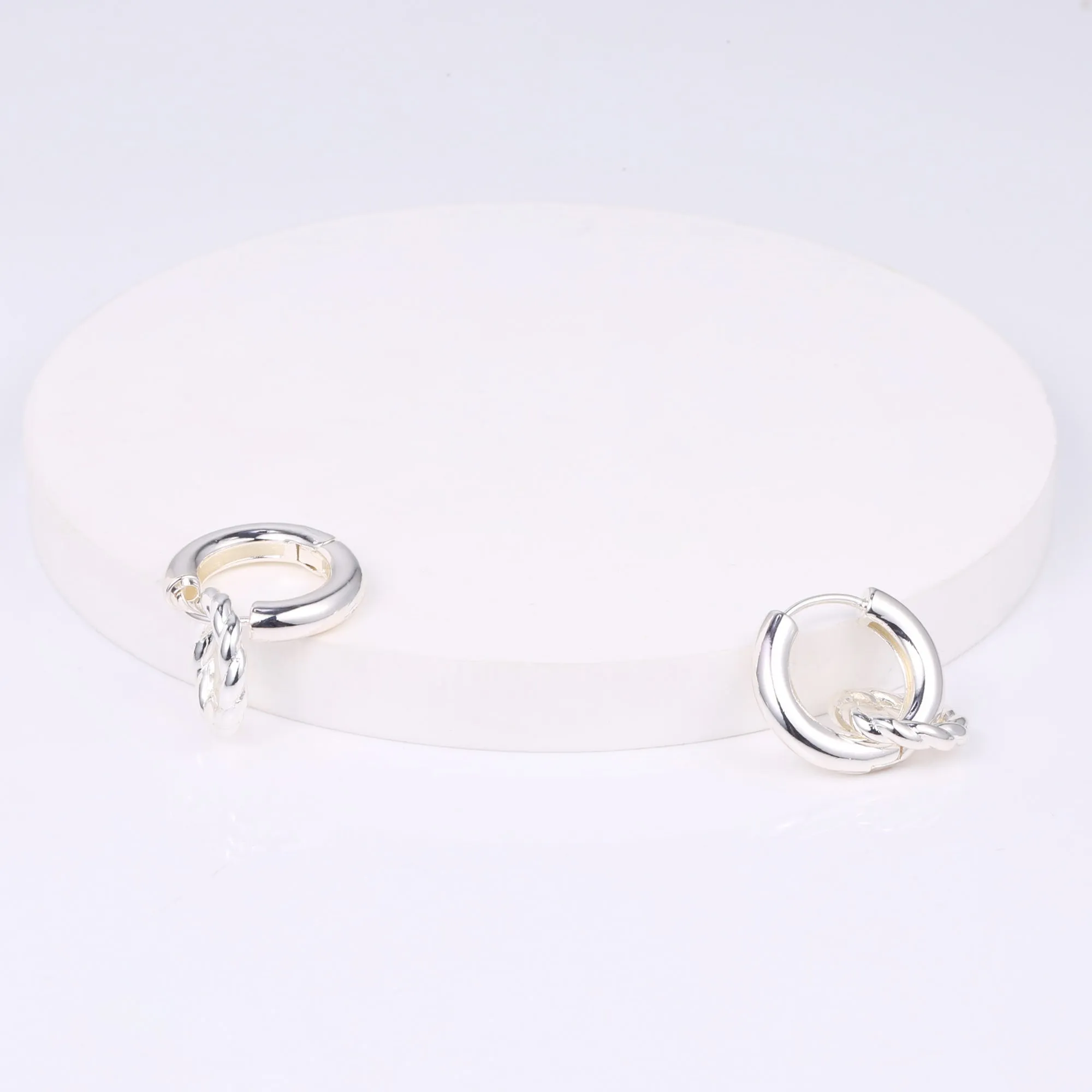 14K Gold Plated Twisted Rope Huggie Earrings