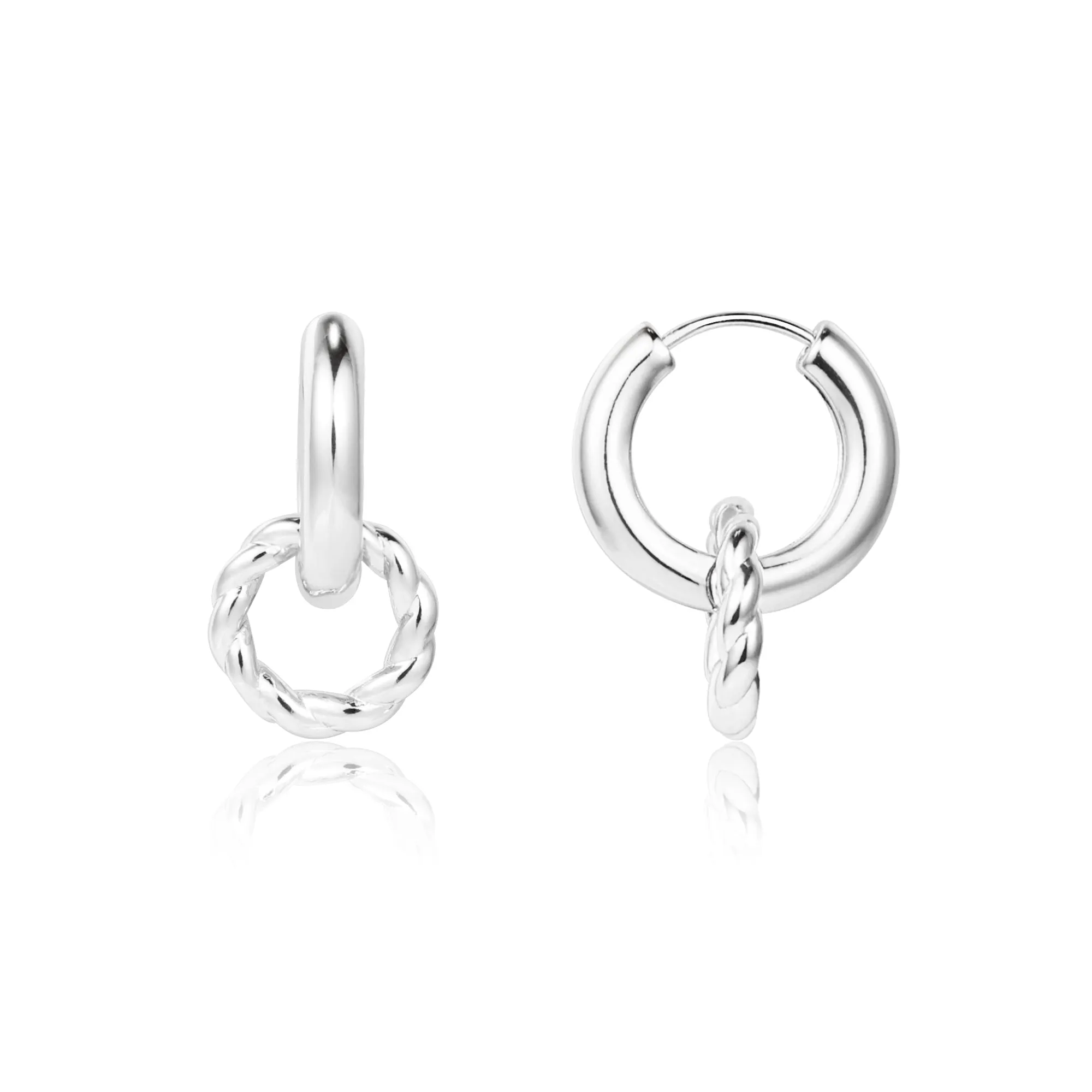 14K Gold Plated Twisted Rope Huggie Earrings