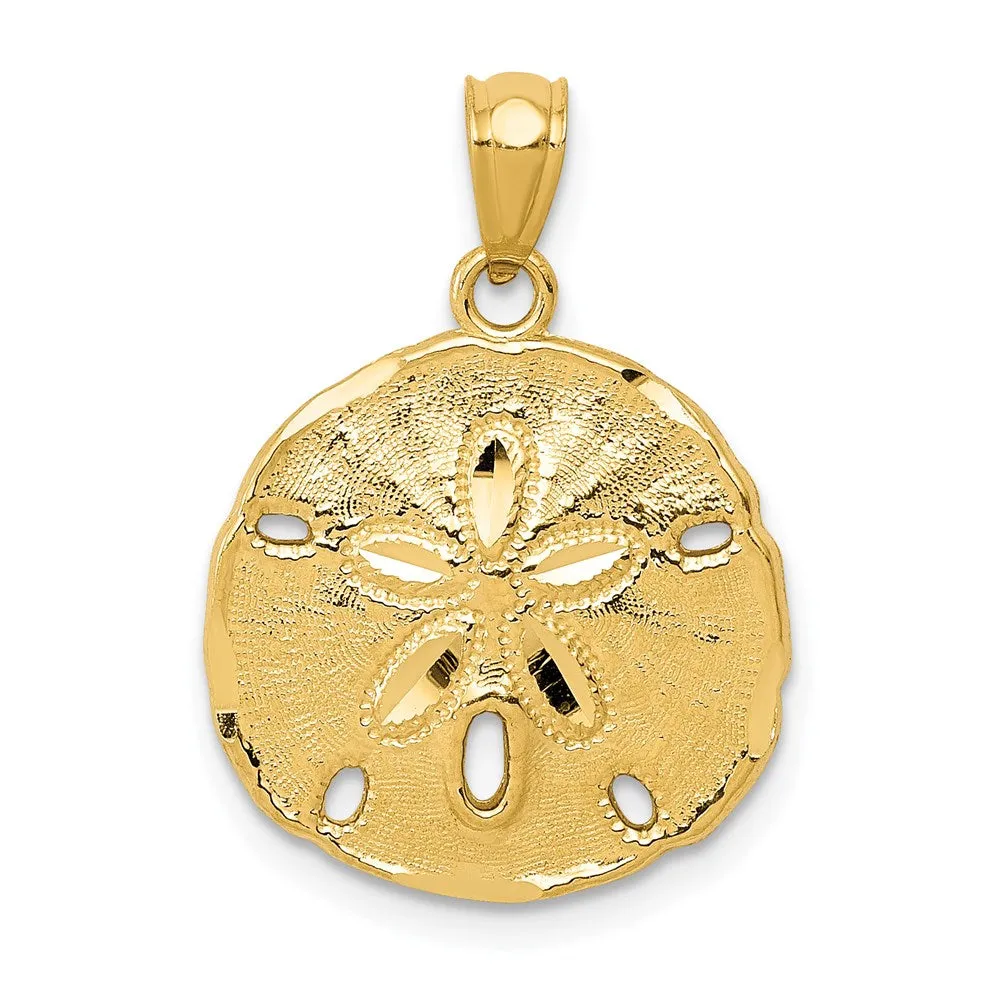 14k Gold Polished Large Sand Dollar Pendant