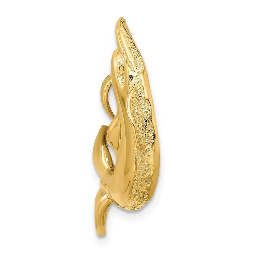 14K Polished Textured Dolphin Charm