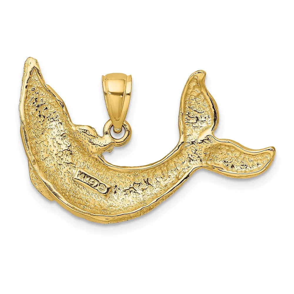 14K Polished Textured Dolphin Charm