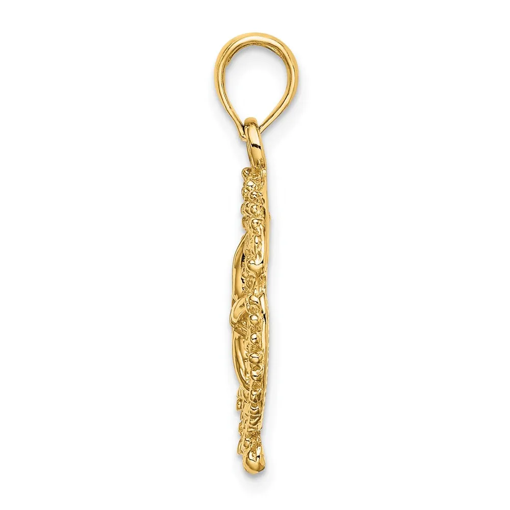 14K Textured Sand Dollar Charm